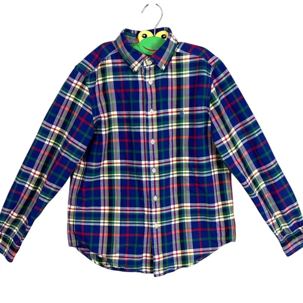 Polo Ralph Lauren Boys Plaid Cotton Oxford Shirt SZ 14/16 Preppy Fall Winter